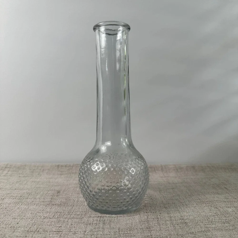 Vintage Clear Glass Bud Vases Set of 3 Hobnail Bubble Textured Pressed Glass USA
